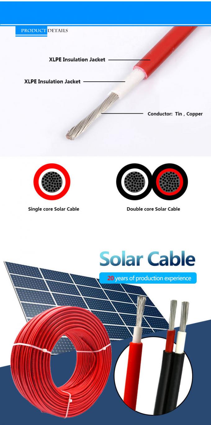 Solar 4mm Solar PV Kabel 6mm2 untuk Solar Photovoltaic Mobil Kabel Tegangan Rendah dan Menengah 4