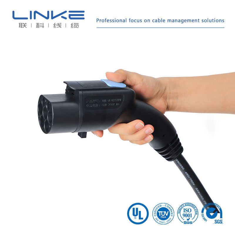 32A 7kw 16A Kabel Pengisi daya EV Kabel pengisian kendaraan listrik dengan jaket TPE dan panjang yang dapat disesuaikan