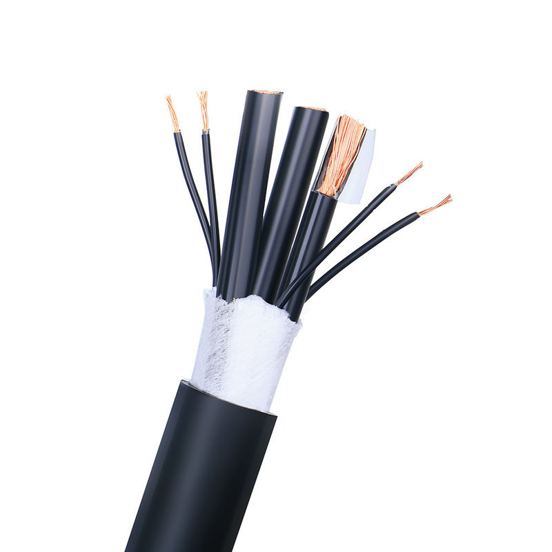 Kabel koaksial jaket PVC hitam RG6 / Rg58 / Rg11 / Rg59 untuk pengawasan video
