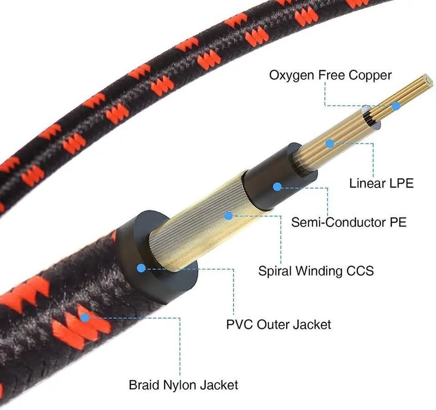 Kabel Gitar Elektrik Braid Jack Tweed 6.35MM Dengan Teknologi Bebas Bising untuk Audio Profesional