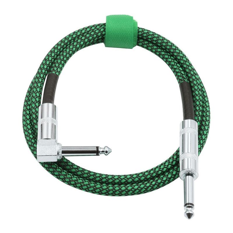 Sudut ke lurus kabel gitar listrik 10FT/30FT Hitam Dipaku 6.35mm 1/4 Inch