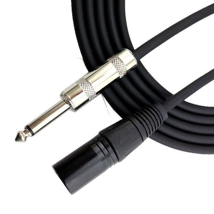 Sudut ke lurus kabel gitar listrik 10FT/30FT Hitam Dipaku 6.35mm 1/4 Inch