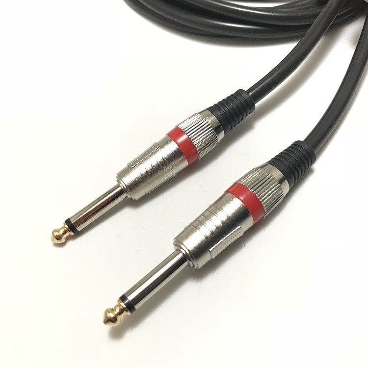 Sudut ke lurus kabel gitar listrik 10FT/30FT Hitam Dipaku 6.35mm 1/4 Inch