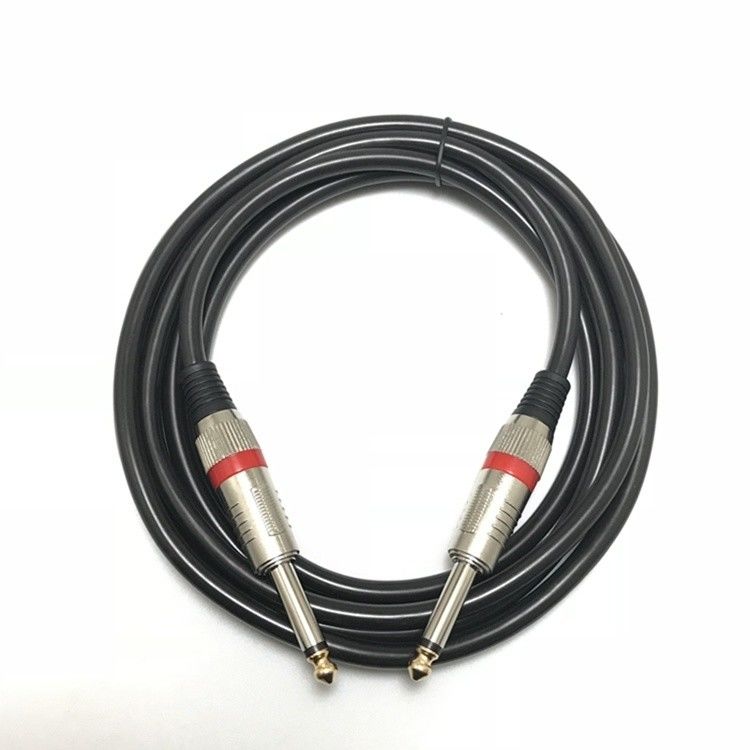 Sudut ke lurus kabel gitar listrik 10FT/30FT Hitam Dipaku 6.35mm 1/4 Inch