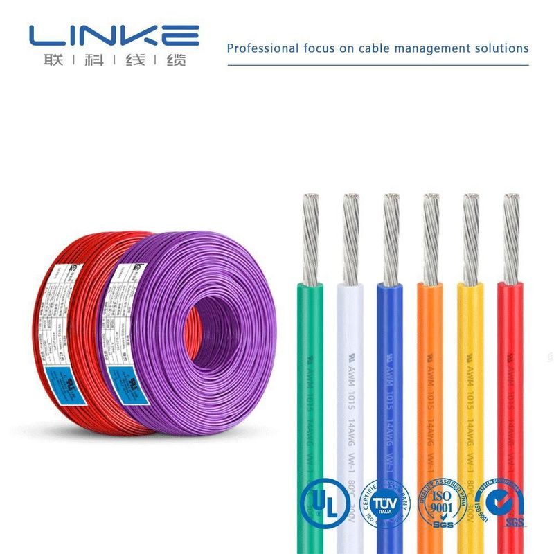 Kabel UL1007 PVC Insulated Hook up Wire dengan Konduktor Tembaga Berlapis Timah dan Peringkat 300-600V