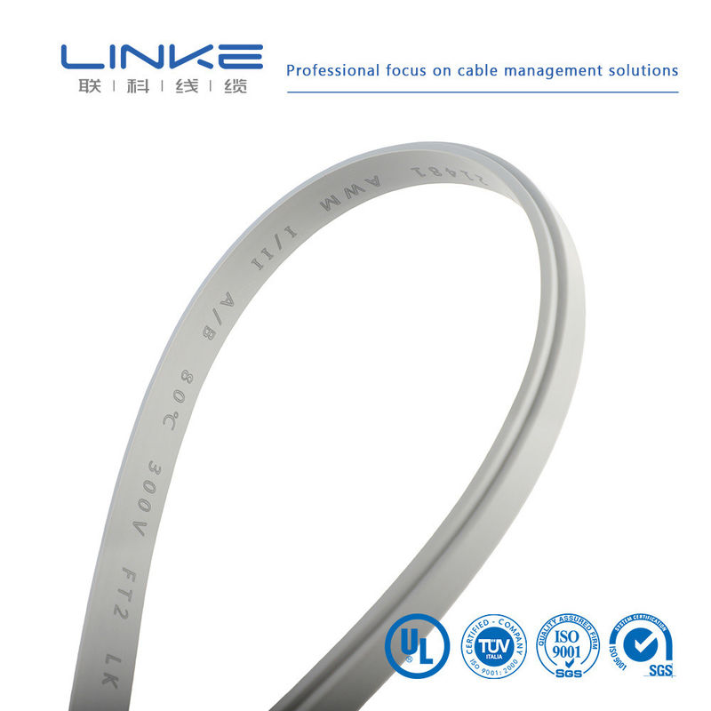 UL1185 Flat Wire Grey PVC Kabel Paralel Dengan 10 Pin Fleksibel Bentuk Pita Flat