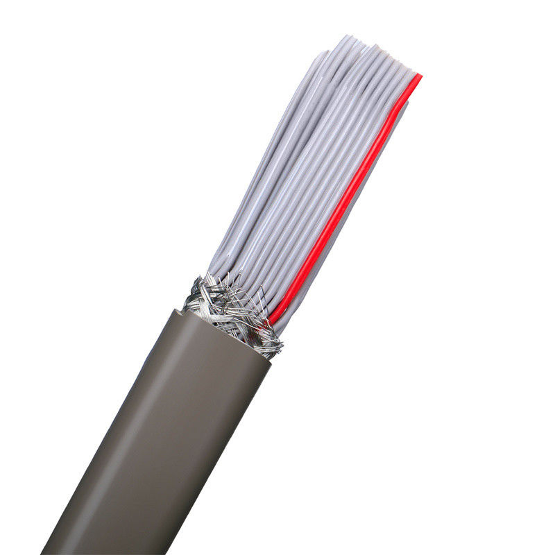 Bahan pelindung PVC UL2464 abu-abu dengan tepi merah 20 Pin Flat Ribbon Speaker Kabel