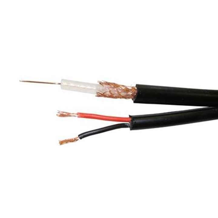 Kabel Kamera CCTV Kawat Bulat Rg59 2c Daya OEM Rj59 Kabel Koaksial untuk Sistem Keamanan