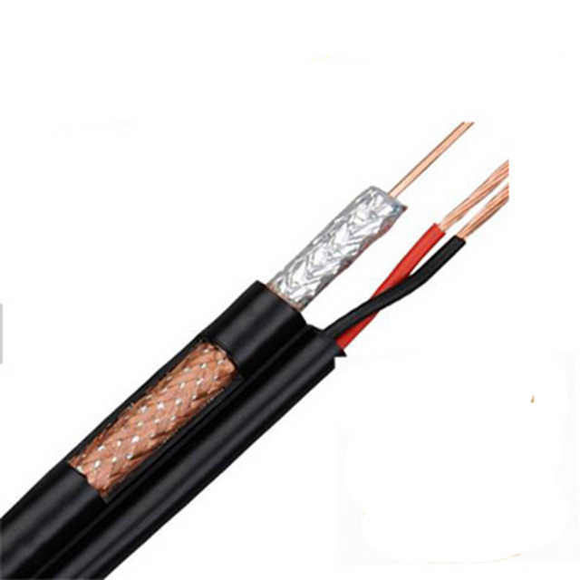 Kabel Kamera CCTV Kawat Bulat Rg59 2c Daya OEM Rj59 Kabel Koaksial untuk Sistem Keamanan
