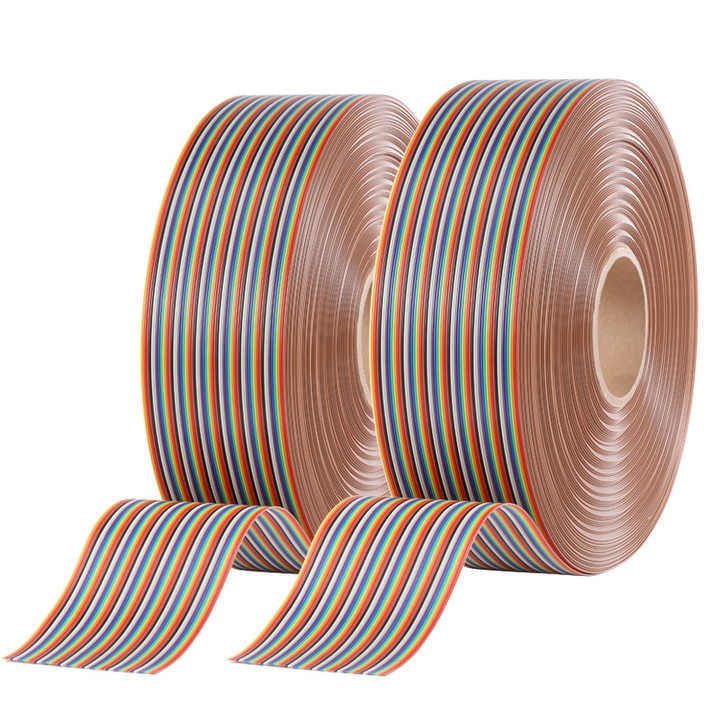 UL2651 28AWG 1.27mm Pitch 10pin 12pin Rainbow Ribbon Harness Flat Cable untuk Industri