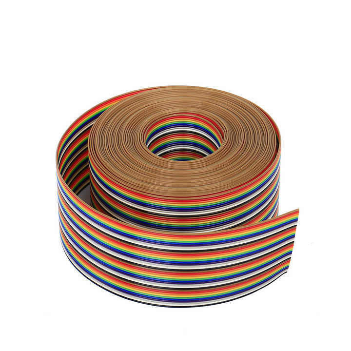 UL2651 28AWG 1.27mm Pitch Rainbow Ribbon Harness Flat Cable untuk Aplikasi Industri