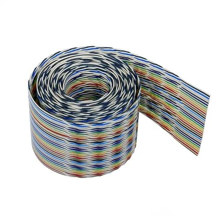 UL2651 28AWG 1.27mm Pitch 10pin 12pin Rainbow Ribbon Harness Flat Cable untuk Industri