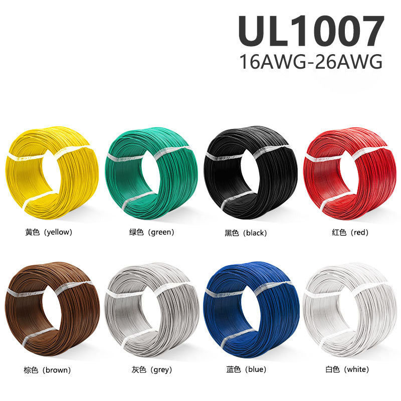 UL1007 tahan panas kawat terisolasi PVC 16-28 AWG Kabel tembaga kaleng dengan rentang suhu yang luas