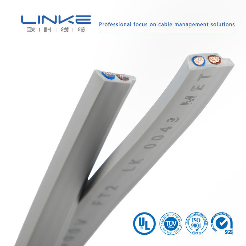 Semikonduktor Fleksibel Karet Flat 2 Core Power Wire Kabel dengan tembaga kaleng dan PVC Isolasi untuk aplikasi 300V