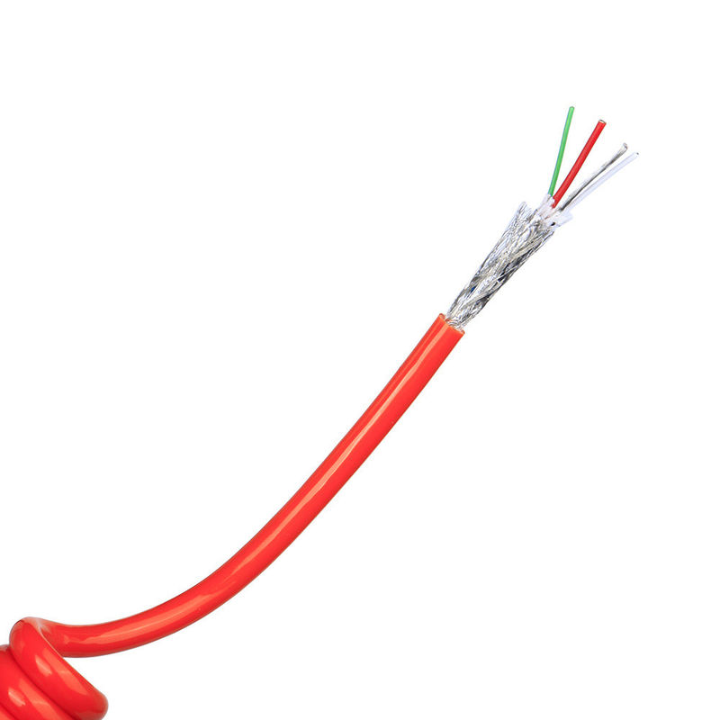 US TPU/PUR/PU Spiral Spring Cable dengan Elastisitas Kuat Bare Copper Conductor