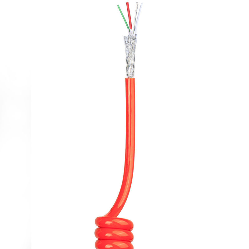US TPU/PUR/PU Spiral Spring Cable dengan Elastisitas Kuat Bare Copper Conductor
