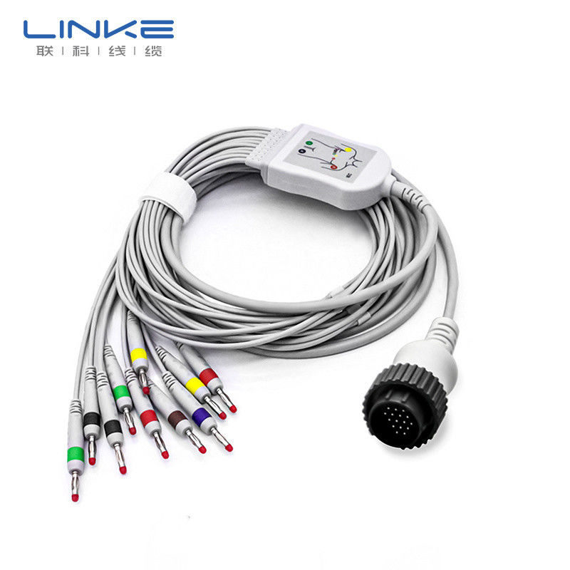 Kabel EKG EKG Tembaga Multi Leads untuk Pemantauan Sinyal Tegangan Tinggi Medis