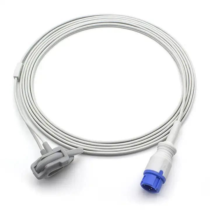 SpO2 Ekstensi Adaptor Kabel TPU Terisolasi Kabel Peralatan Medis yang Dapat Digunakan Lagi Kabel koneksi peralatan Medis