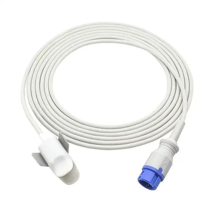 SpO2 Ekstensi Adaptor Kabel TPU Terisolasi Kabel Peralatan Medis yang Dapat Digunakan Lagi Kabel koneksi peralatan Medis