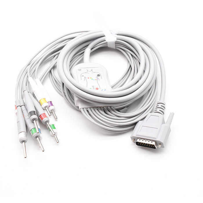 Kabel EKG TPU dengan inti tembaga kaleng dan pilihan kustomisasi untuk peralatan medis