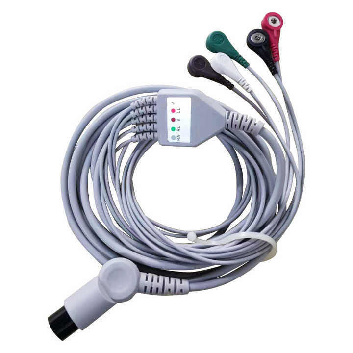 TPU Insulation Material 3/5 Lead ECG Cable untuk Rainbow Patient Monitor Wires untuk peralatan diagnostik in vitro