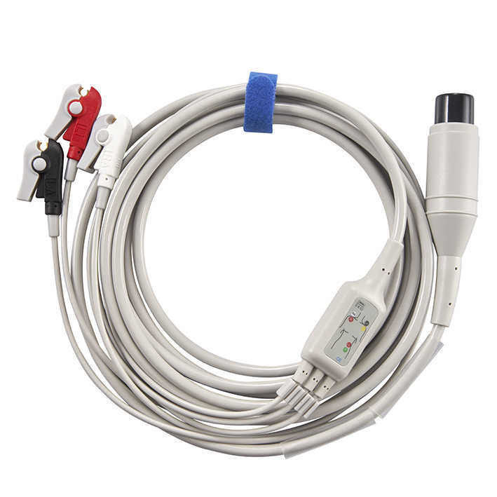 TPU Insulation Material 3/5 Lead ECG Cable untuk Rainbow Patient Monitor Wires untuk peralatan diagnostik in vitro