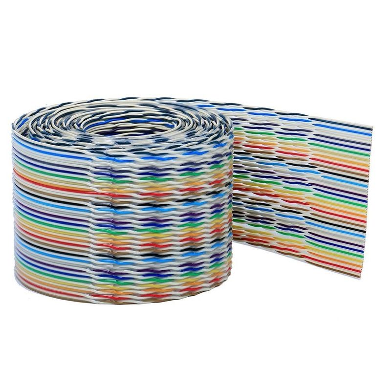 Rainbow Color Flat Ribbon Cable dengan Pitch 2.54mm dan Tinned Wire Core untuk Aplikasi Konektor IDC