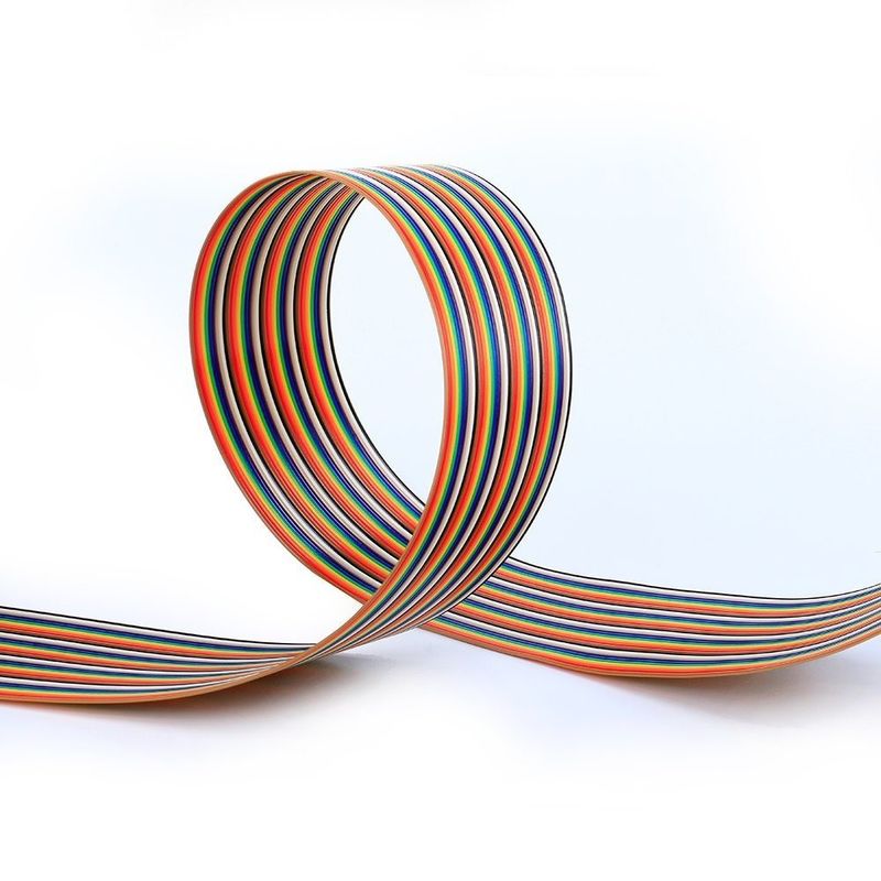 8/10/14/16/20/40/50 Pin Flat Ribbon Extension Data Cable dengan tepi merah dan bahan isolasi yang dapat disesuaikan