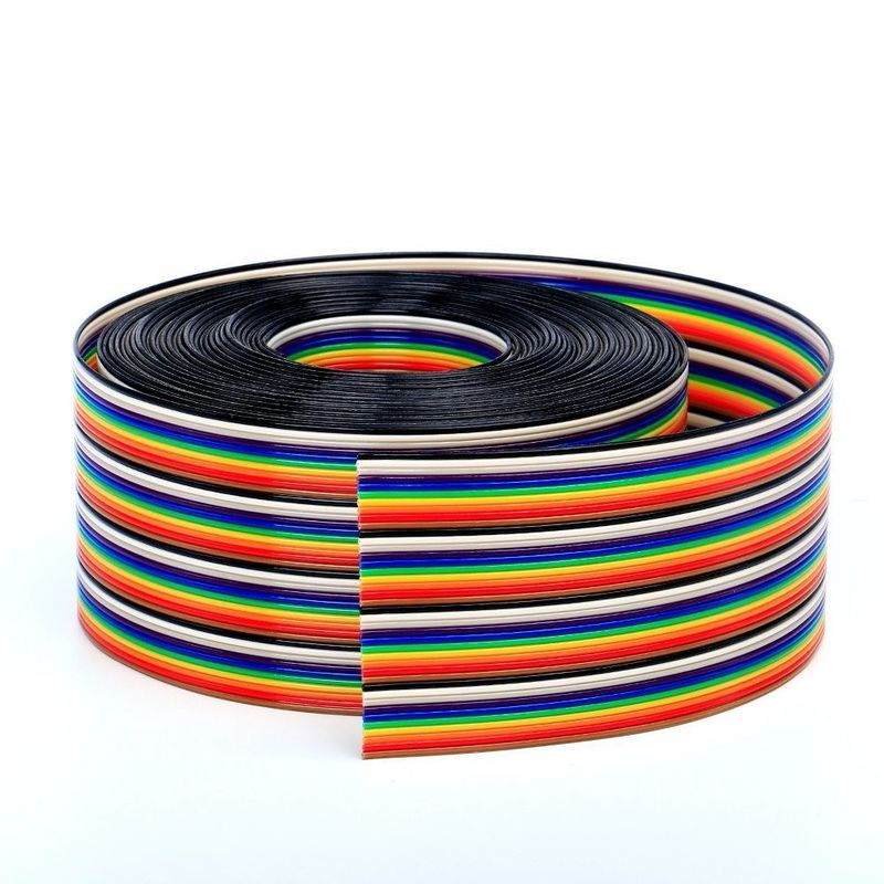 8/10/14/16/20/40/50 Pin Flat Ribbon Extension Data Cable dengan tepi merah dan bahan isolasi yang dapat disesuaikan