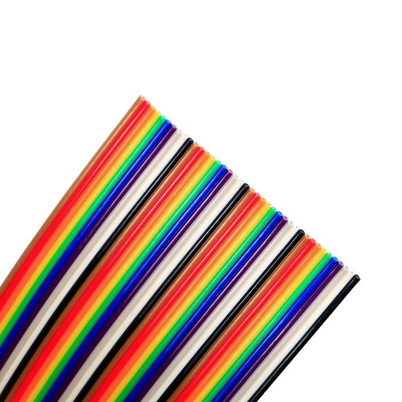 8/10/14/16/20/40/50 Pin Flat Ribbon Extension Data Cable dengan tepi merah dan bahan isolasi yang dapat disesuaikan