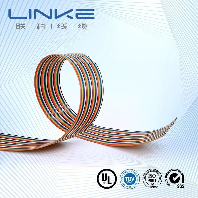 8/10/14/16/20/40/50 Pin Flat Ribbon Extension Data Cable dengan tepi merah dan bahan isolasi yang dapat disesuaikan