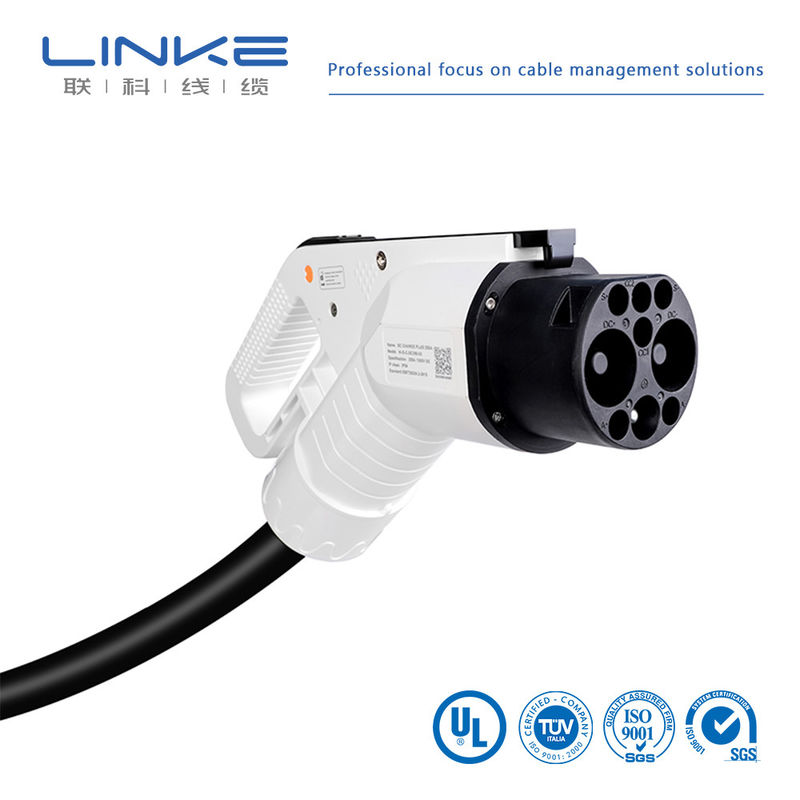 Kabel pengisi daya EV tipe2 ke tipe2 hitam 32A 11kw 3 fase dengan jaket silikon