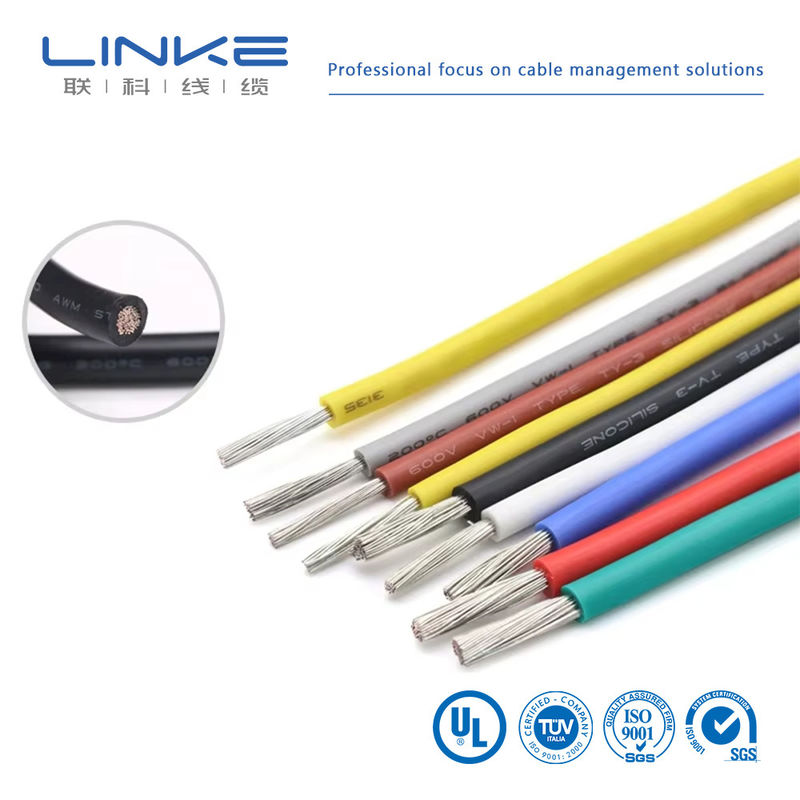 UL3135 Kawat Karet Silikon 30 28 26 24 22 20 18 16 14 12 10 AWG Kabel Pencahayaan Lampu Elektron Led Tembaga Lembut Terisolasi