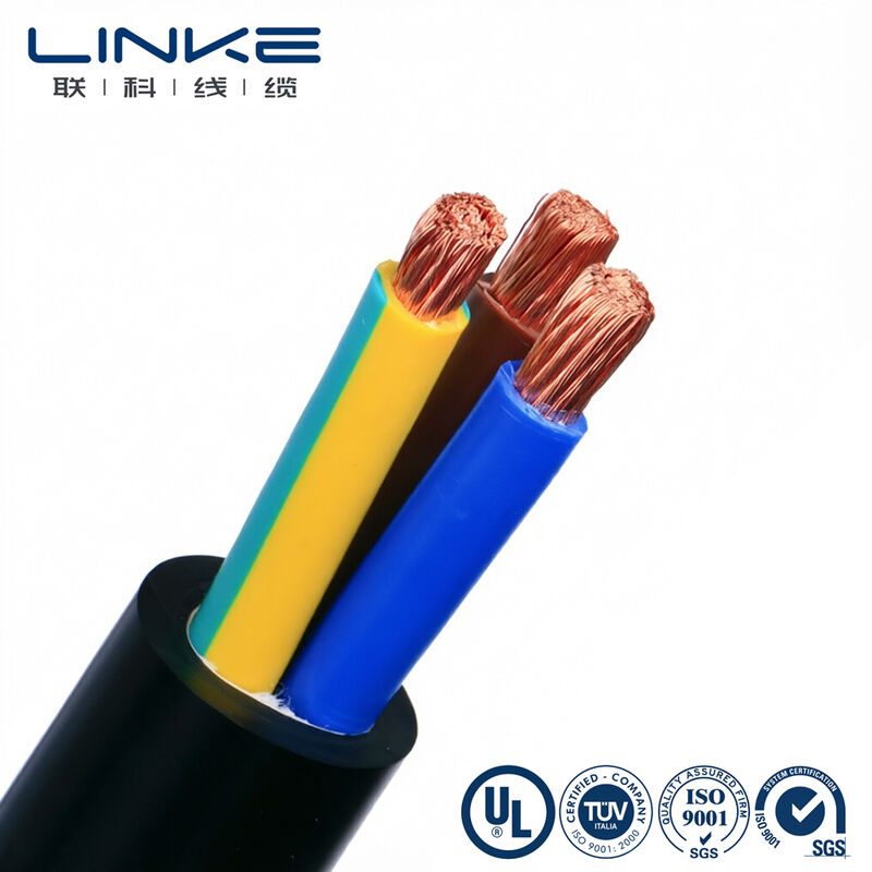 H05VV-F 3 Inti 6mm Kabel Daya Fleksibel Konduktor Tembaga Rantai halus PVC Lapisan Kabel Listrik Multicore