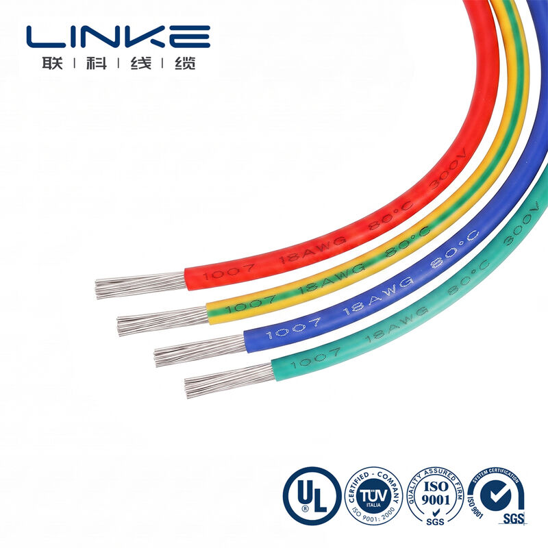 Kabel Sambung Elektronik UL1007 dengan Konduktor Tembaga Berlapis Timah 300V Terperingkat dan Selubung PVC yang Dapat Disesuaikan